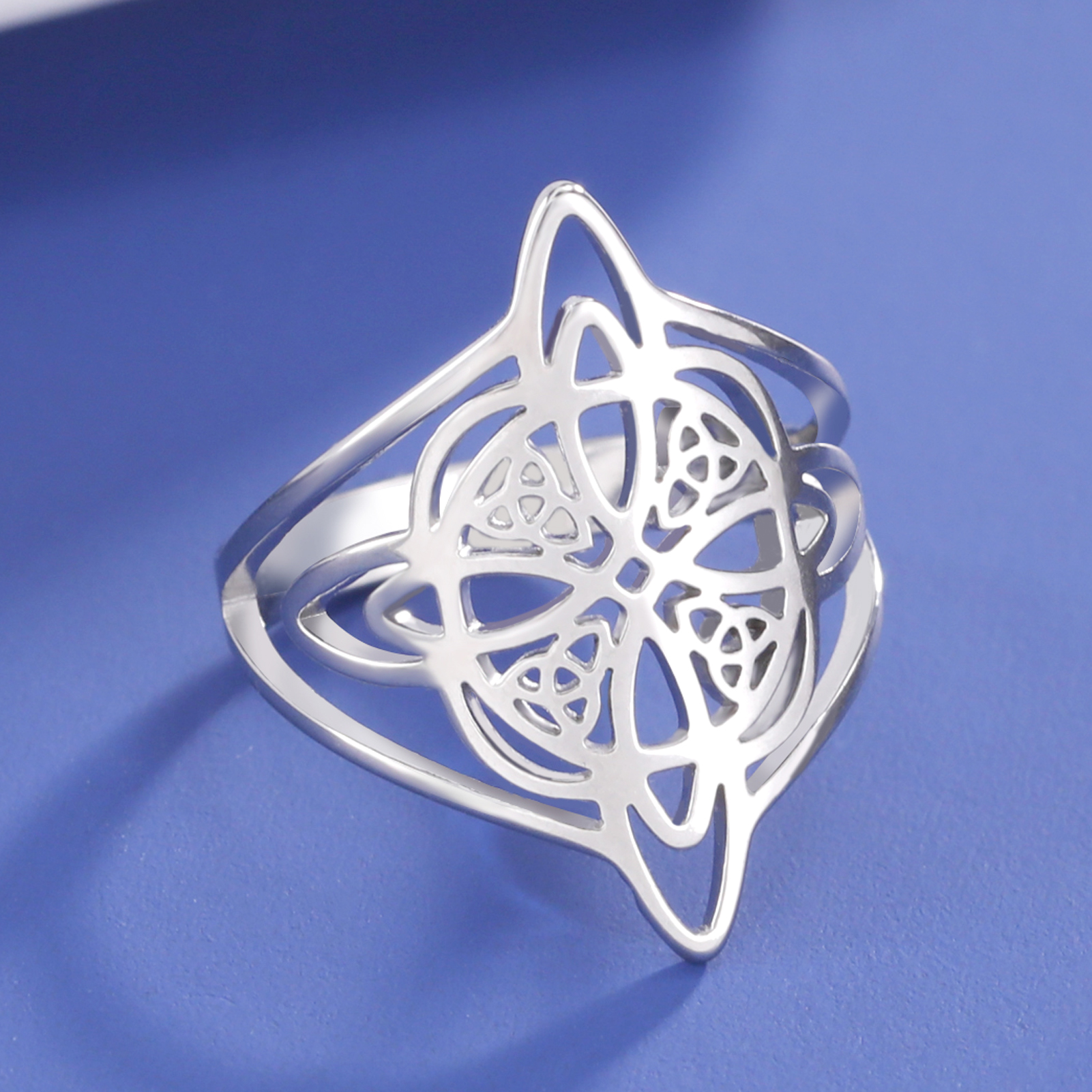 Dawapara Witch Knot Ring for Women Stainless Steel Celtis Knot Ring Witchcraft Amulet Pagan Wiccan Jewelry Valentine's Day: 10 / MULTI