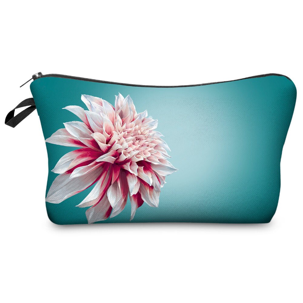 Who Cares Flower 3D Printing With Multicolor Pattern Makeup Bags with Zipper Travel Ladies Pouch Women Cosmetic Bag: bpd46200