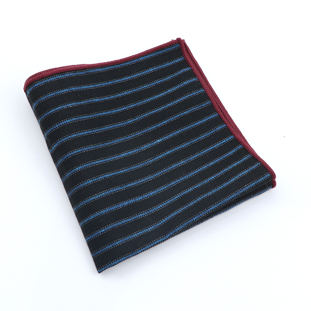 Mouchoir de poche en laine de coton pour hommes, 24CM de largeur, mouchoir épais rayé de couleur unie pour femmes et hommes, accessoire de soirée décontracté: 13