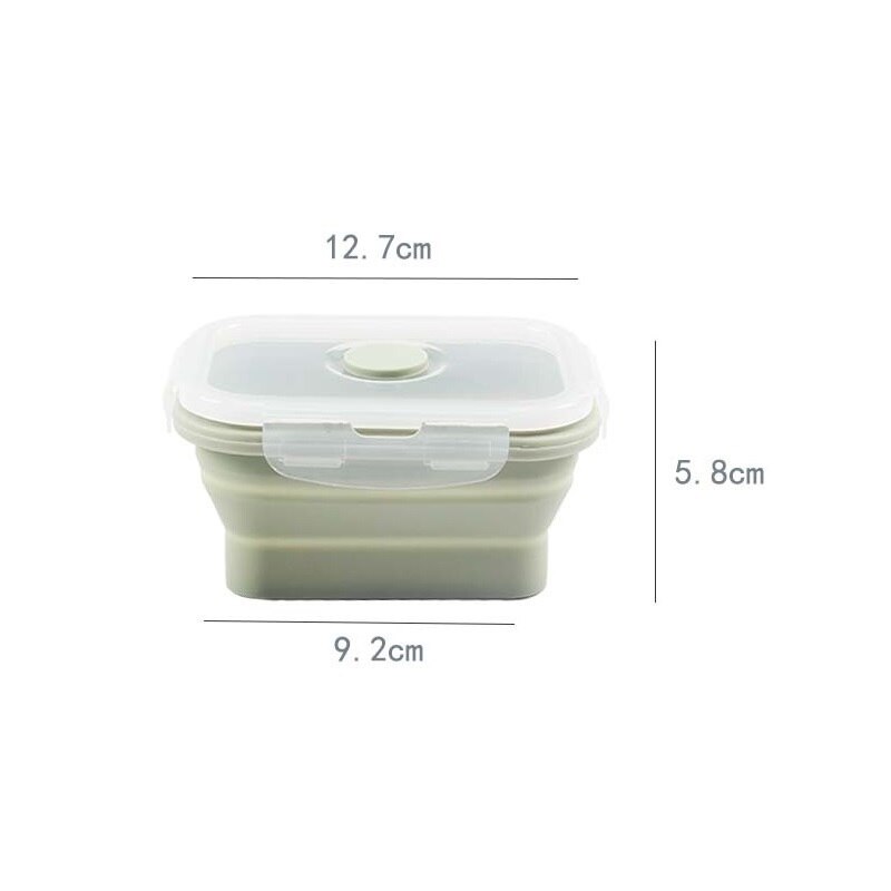 Silicone Rectangle Lunch Box Collapsible Bento Box Folding Food Container Bowl for Dinnerware Tableware: green-350ml