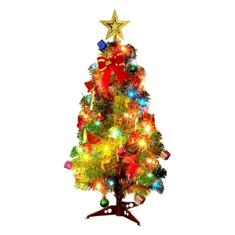 LED Artificial Christmas Tree with Pinecone Santa Bow Ribbon Ornaments