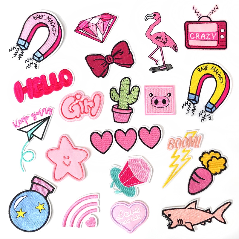 Patchs brodés HELLO HEART Cactus pour T-Shirt, autocollants pour vêtements et Jeans, Badges, BOOM, fille folle