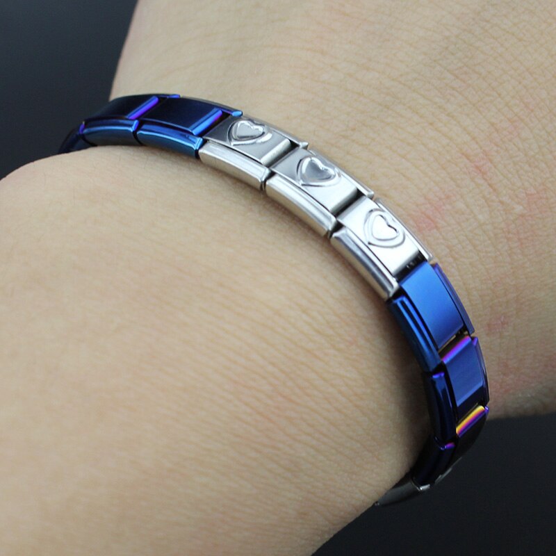 Hapiship 9mm Breite Herz Schwarz Gold Lila Blau Farbe Edelstahl Armbinde Armreif Für Mann Frauen G037