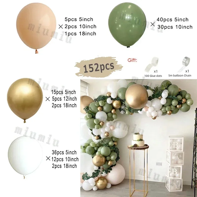 retro GrüNe Ballon Girlande Bogen Bausatz Hochzeit Geburtstag Luftballons Dekoration Party Weiße Luftballons Für Baby Dusche Dekor Liefert
