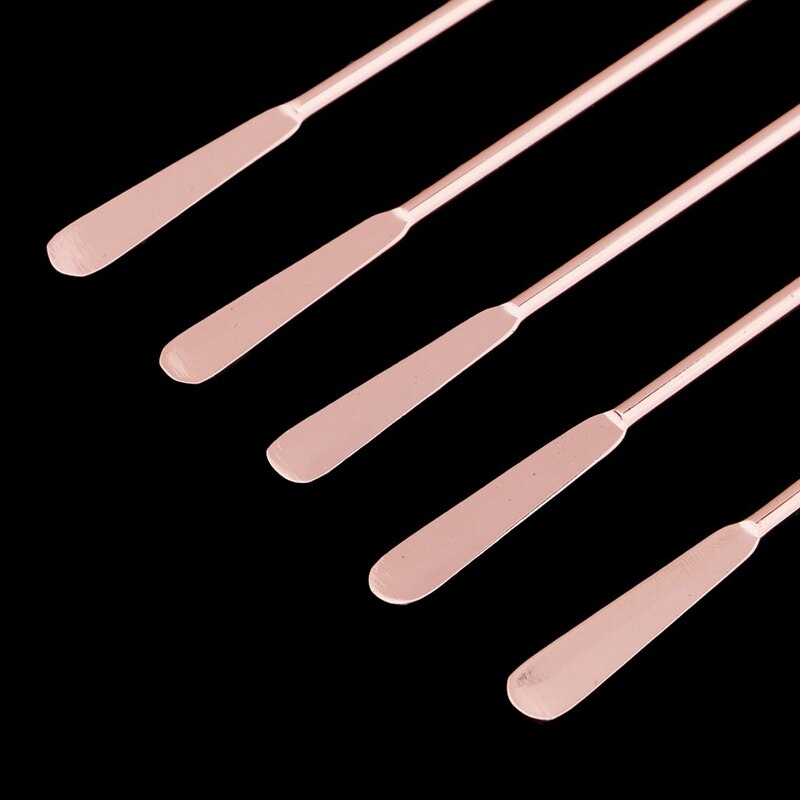 5Pcs Stainless Steel Stirrer Beverage Stirrers Stir Cocktail Swizzle Stick-Rose Gold-Straight Bar,19Cm