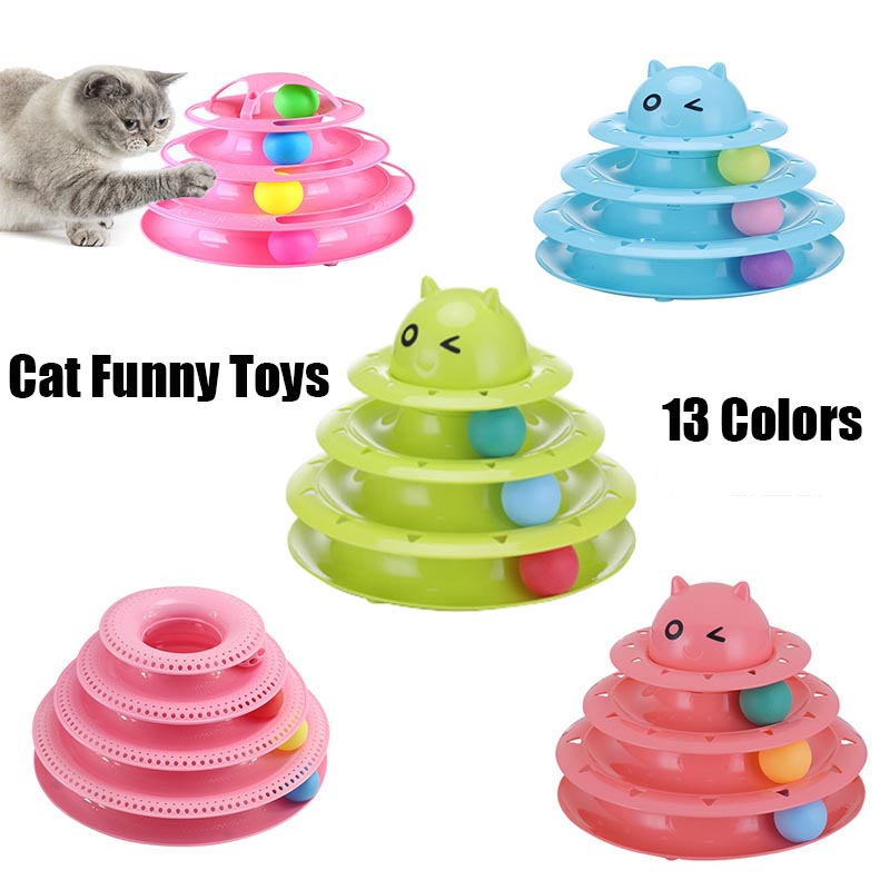 Three Four Levels pet cat toy Tower Tracks Disc cat Intelligence Amusement triple pay disc cat toys ball Training Amusement plat