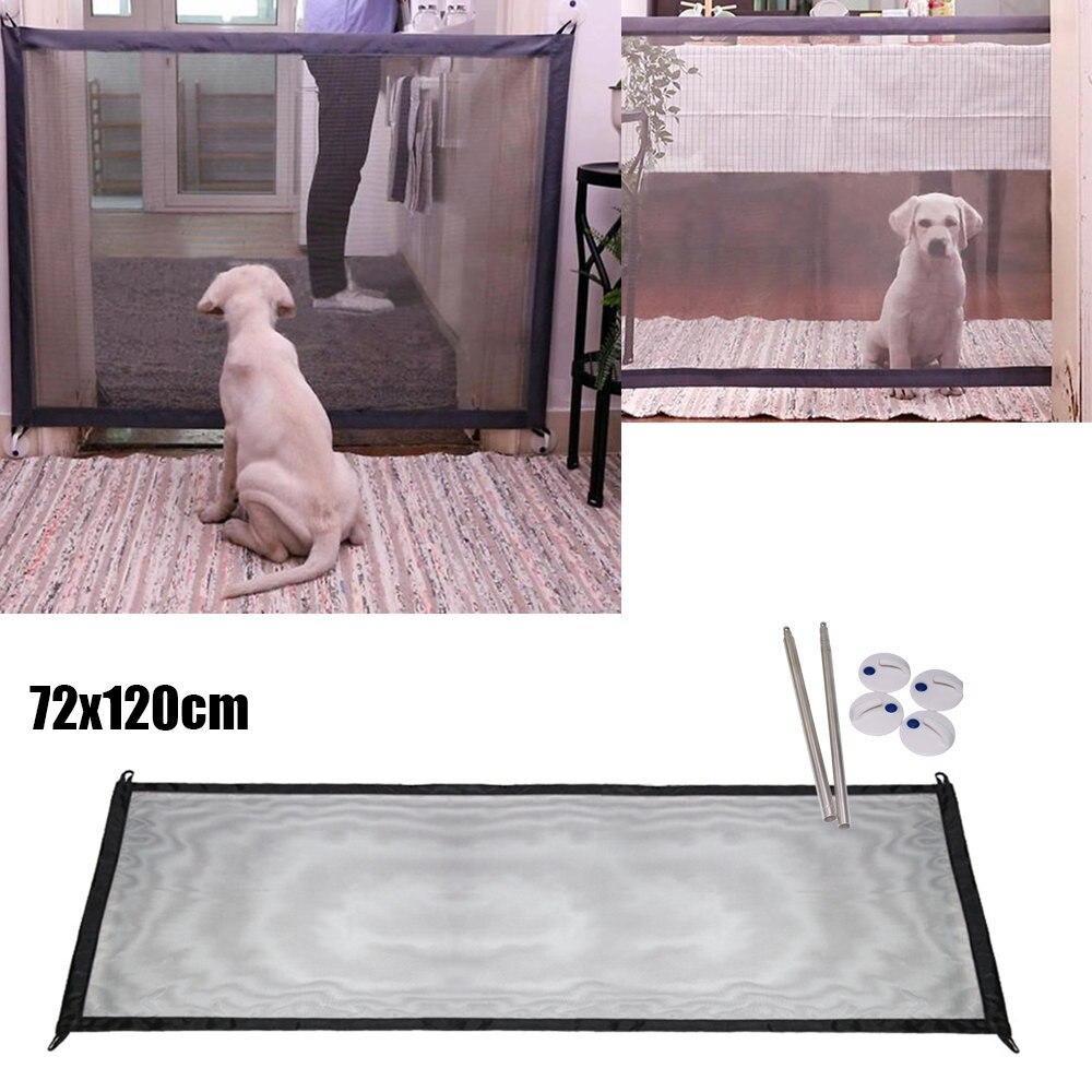72x120cm Magic Gate Portable Folding Safety Guard For Pets Dog Cat Isolated Gauze Black/White Dog Supplies