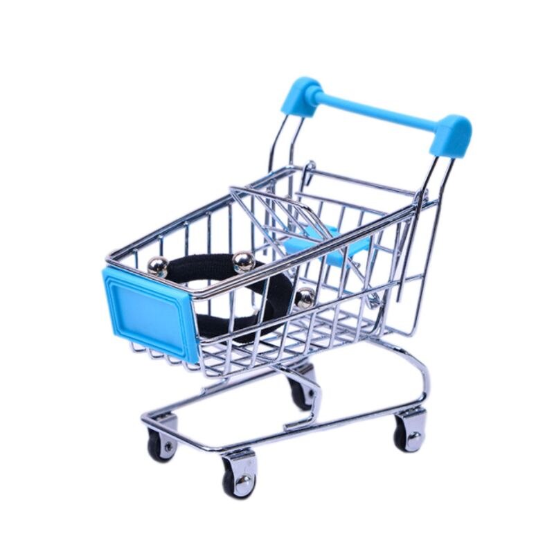Mini Supermarket Hand Trolley Shopping Utility Cart Storage Basket Pretend Kids