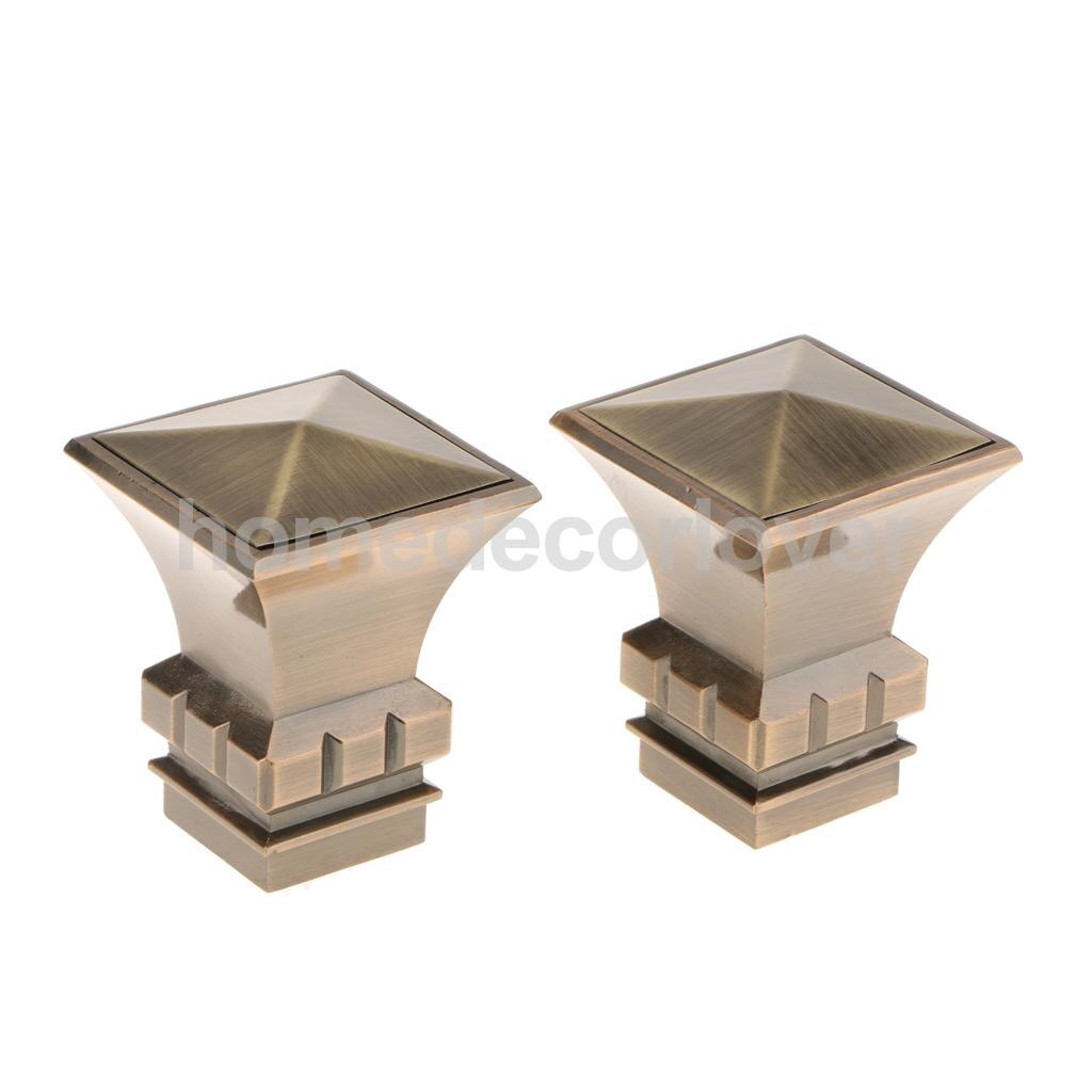 2Pcs Window Curtain Rod Drapery Pole Finals Decorative Heads Cap 28mm Inner Diameter: Square Tower Bronze 
