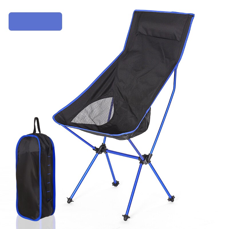 Silla plegable ultraligera para acampar al aire libre, picnic, senderismo, playa, ocio, mochila de viaje, silla de Luna, silla de pesca portátil: Blue