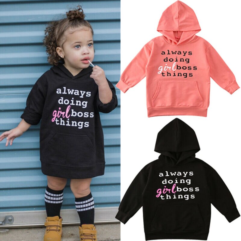 Peuter Baby Meisjes Winter Hooded Kleding Outfits 1-6Y Katoen Brief Print Lange Mouwen Hoodie Top T-shirt Trainingspak