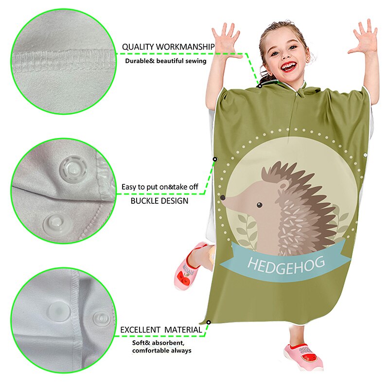 Niño baño Poncho tela de microfibra Poncho niños niñas verano Poncho de playa traje de Natación en Piscina Toalla de playa Toallas secas con capucha