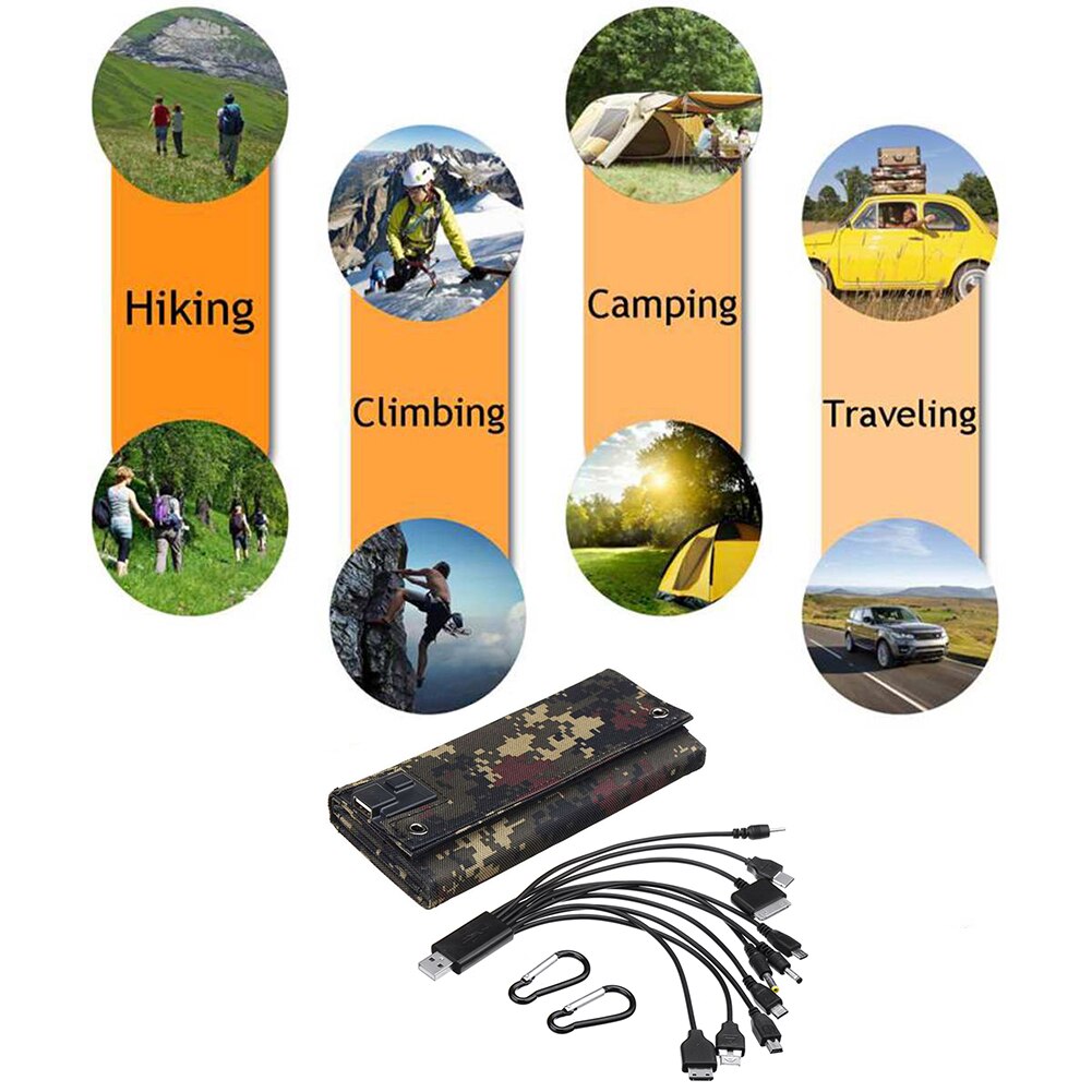 SunPower folding 10W Solar Cells Charger 5V 2.1A USB Output Devices Portable Solar Panels for Smartphones