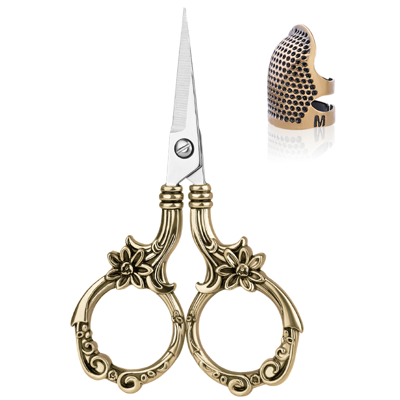 Shwakk tesoura de bordar aço inoxidável afiada cegonha tesoura para costura artesanato arte trabalho rosqueamento needlework ferramentas diy: bronze