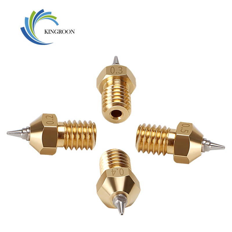 Buse pour imprimante 3d E3D V6 V5, 4 pièces, embout fileté M6 0.2 0.3 0.4 0.5mm embouts amovibles en acier inoxydable pour filament 1.75mm