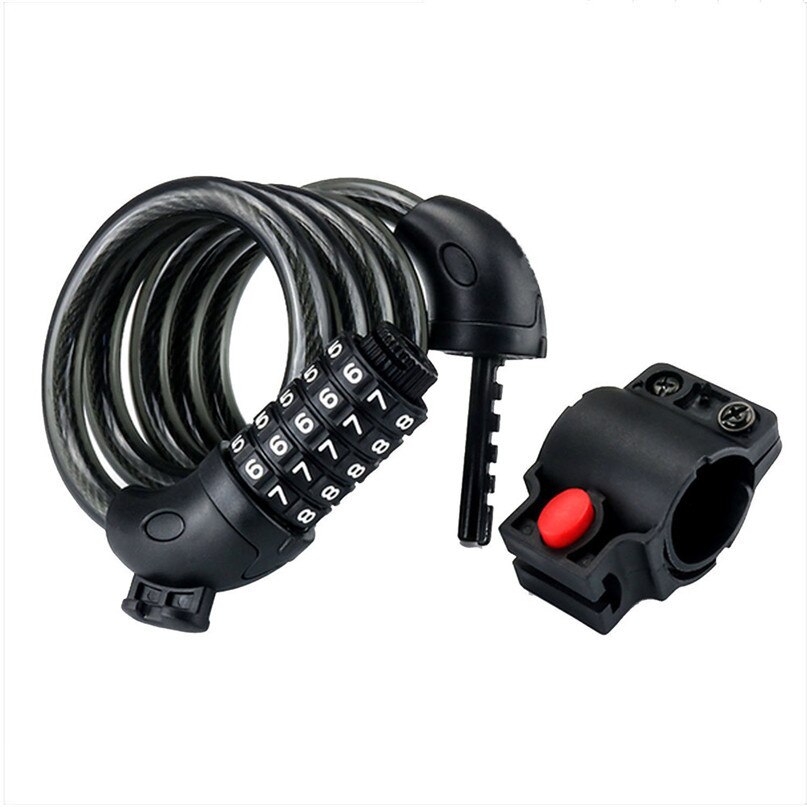 Bike Lock 5 Digit Code Combination Bicycle Security Lock 1200 mm x 12 mm Steel Cable Spiral Bike Cycling Bicycle Lock