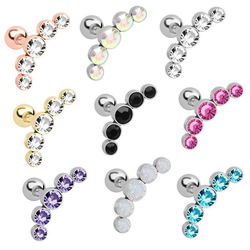 1 ud. De pendientes de circón, pendientes de cartílago para mujer de acero inoxidable, Piercing pequeño para oreja, joyería, chaquetas de estilo