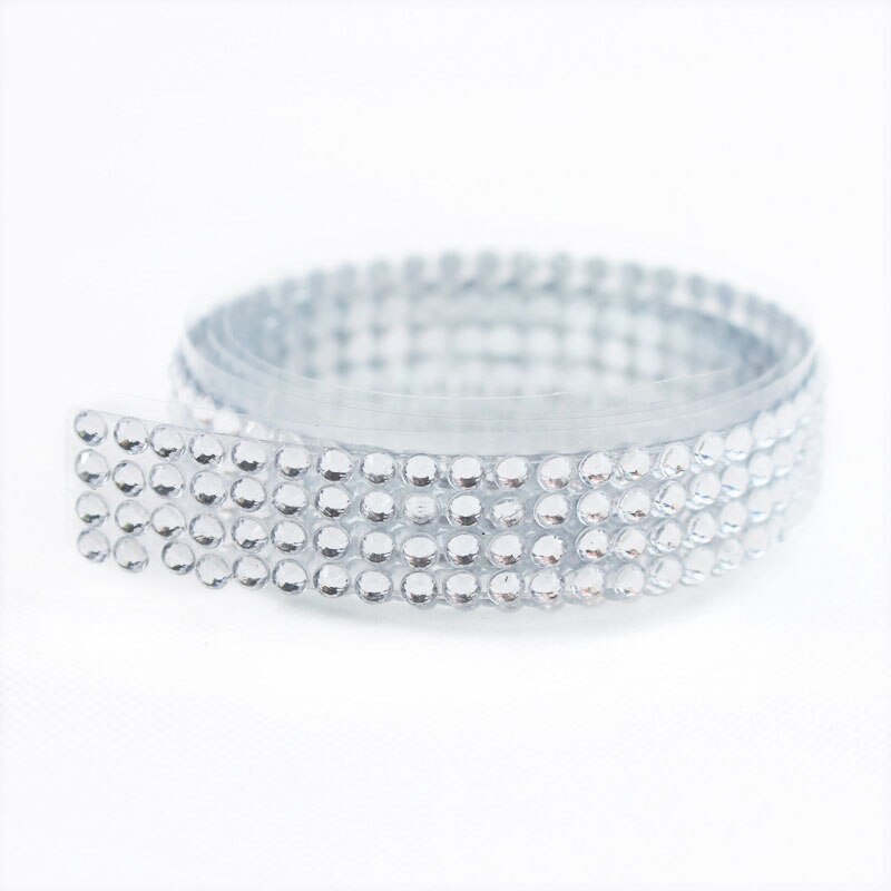Kristall färgglad akryl strass rull klistermärke självhäftande band tejp klistermärken för scrapbooking dekoration konst självhäftande leverans: Silver-
