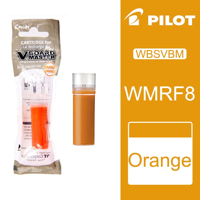 Japan PILOT Whiteboard Pen V Straight Liquid Multi-Capacity Ink Whiteboard Marker WBMAVBM Replaceable Core Office Supplie: 12 Pieces Ink Orange