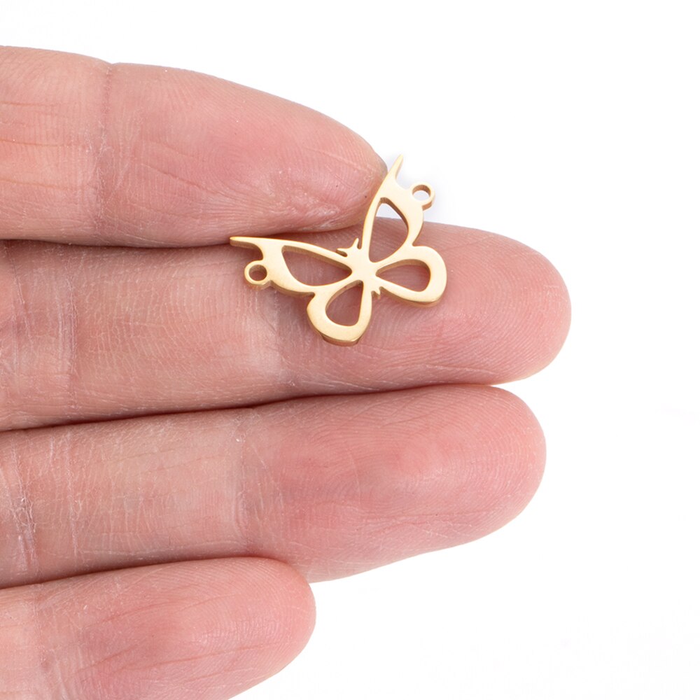 10pcs Stainless Steel Gold Charm Connectors Flower/Bike/Aircraft/Feather Shape Pendant Links For Jewelry Making: G206