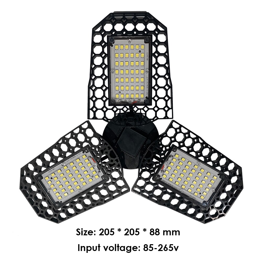 Praktisk  e27 3- blade deformerbart led lys multifunktionel praktisk foldelampe til hjemmelager værksted garage: C