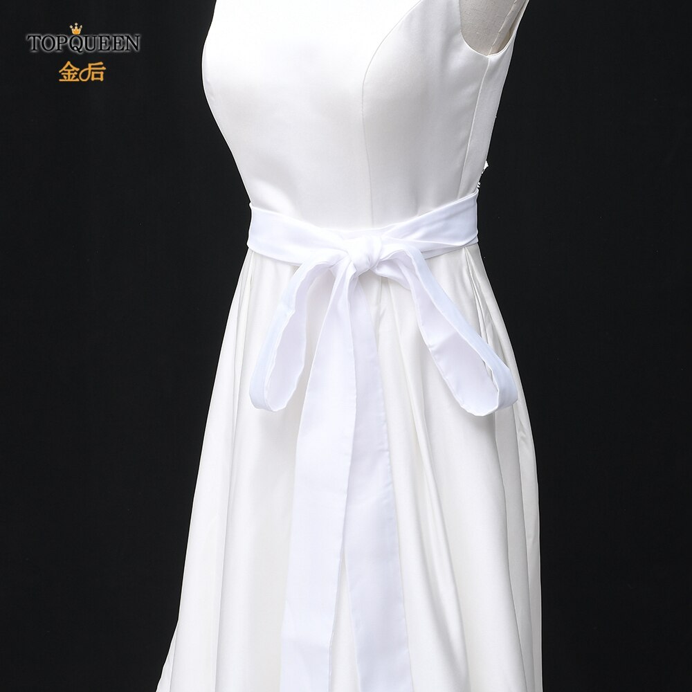 Topqueen S400 Wit Ivoor Trouwjurk Riem Vrouw Wedding Outfit Strass Riem Sjerpen Stoel Cover Vrouwen Lange Satijnen Lint