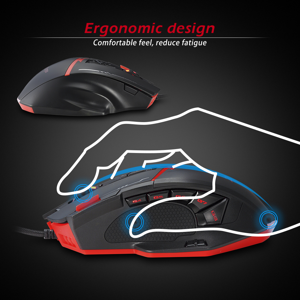Zelotes Wired Gaming Mouse Computer 16 Button Adjustment 4 Metal Weight Ergonomic Mouse 2.4 Ghz USB Optical Mice For Laptop PC