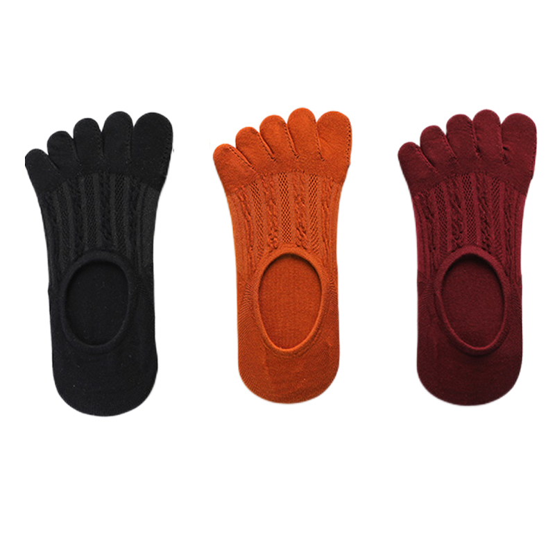 3 pares de calcetines de mujer de de algodón transpirable Invisible tobillo calcetines cortos de barco punta abierta elasticidad absorbente de sudor señoras Sox: Borgoña