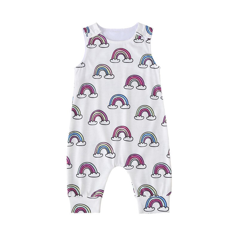 Emmababy Baby Boy Girl Cotton Rainbow Printed Rompers Summer Playsuit Clothes