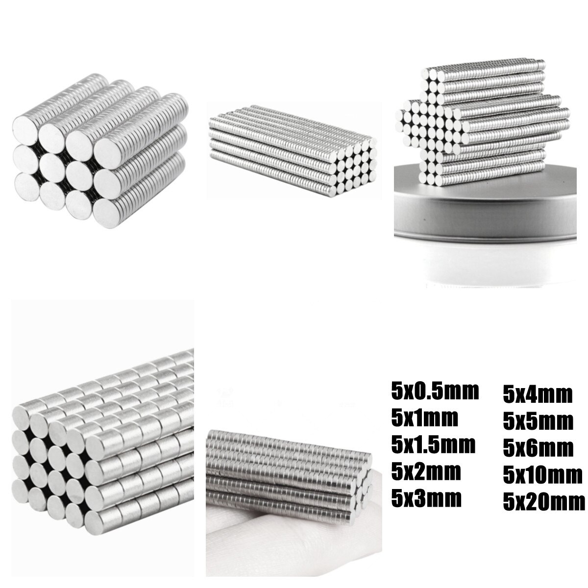 Petit Aimant Néodyme Dia 5x0.5 5x1 5x1.5 5x2 5x3 5x4 5x5 5x6 5x10 5x20MM Rond Aimants Disque Rare aimant de Néodyme de terre