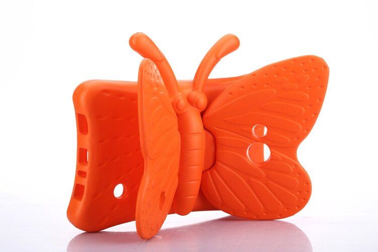 Schokbestendig Eva Case Voor Samsung Galaxy Tab 3 7 Inch P3200/T110/T111/T210/T211, 3D Cartoon Vlinder Kinderen Veilig Tablet Stand Cover: Orange