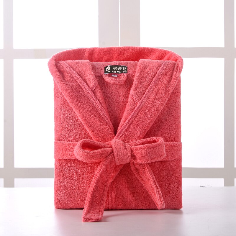 Hooded Bathrobe Men 100% Cotton Long Terry Towel Big and Tall Towel Bathrobe Male Terry Cloth Bath Robe Sleeping Dressing Gown: Red / L(170-180cm)