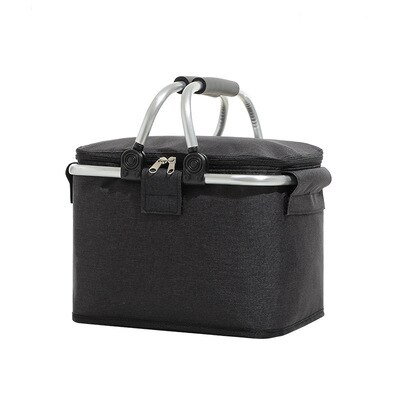 Outdoor Picnic Bag Portable Insulation Bag Camping Drinks Food Storage Basket Foldable Camp Bag Foldable Large Capacity: Small blac