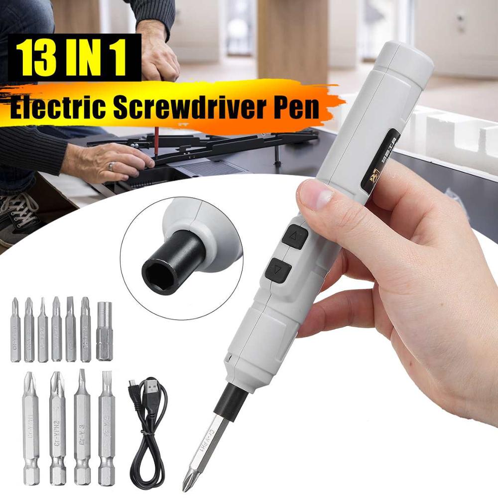 Mini Elektrische Schroevendraaier Usb Oplaadbare Draadloze Boormachine 3.6V Lithium Batterij Schroevendraaier Sets Met 11 Boren: Default Title