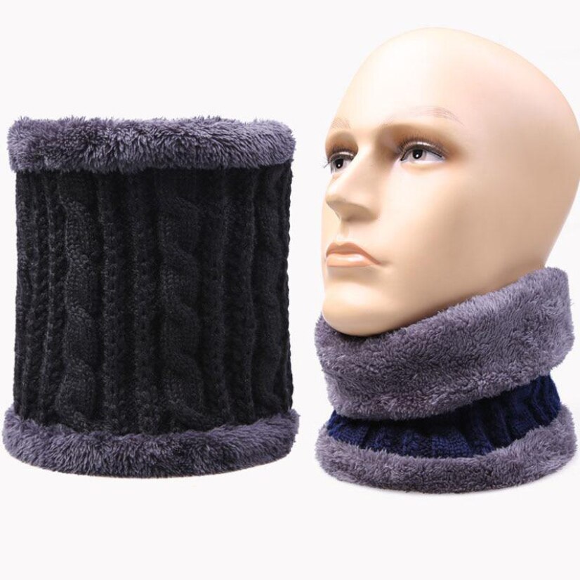 Vinter mænds tørklæde ring strikkede hagesmæk uld fløjl varm skorsten hals udendørs nakkebeskytter bib vindtæt mandlige kraver