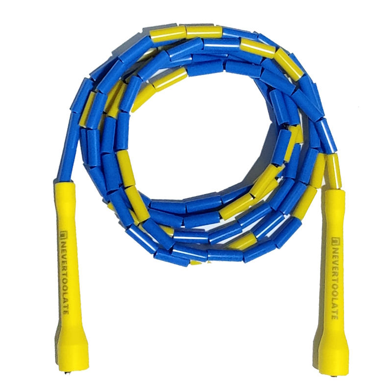 NEVERTOOLATE ELEVATE ROPE RUSH ATHLETICS BEADED JUMP SKIPPING ROPE RAINBOW HARD BEADS 2,9 METER EINSTELL