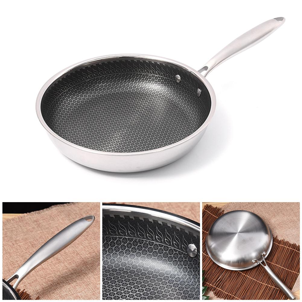 304 Roestvrijstalen Pan 3-Layer Temperatuur Non-stick Ei Steak Koekenpan Gas Inductie Kookplaat Keuken gereedschap Universele