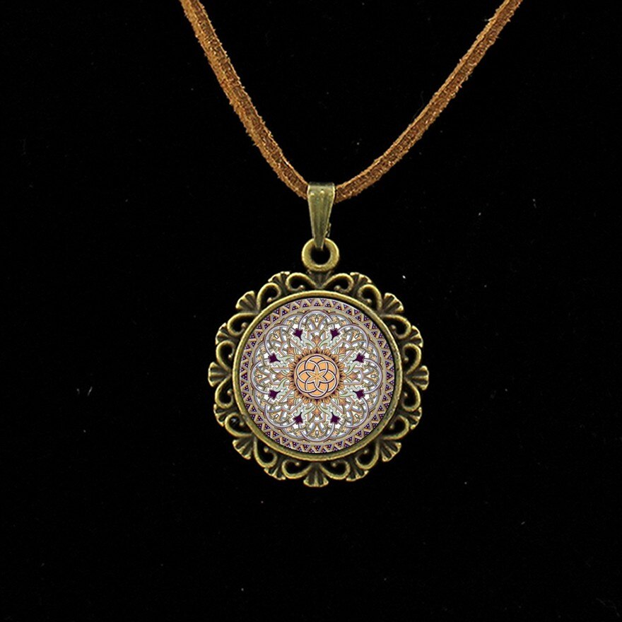 Retro Om Lederen Ketting Mandala Bloem Hanger India Choker Verklaring Kettingen Chakra Zen Yoga Vriendschap Sieraden L 214: L295