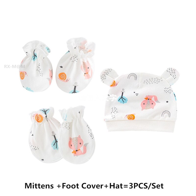 Bébé Anti rayures coton doux gants couvre-pied ensemble de chapeaux mitaines chaussettes Kit de casquette: 6