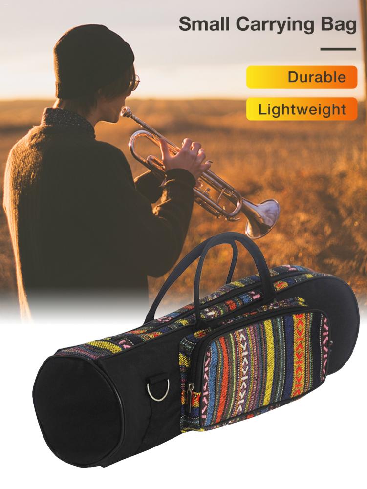 Portable National Style Trumpet Bag Waterproof Oxford Soft Cotton Carrying Handle Bags Case Double Zippers With Front Pocke
