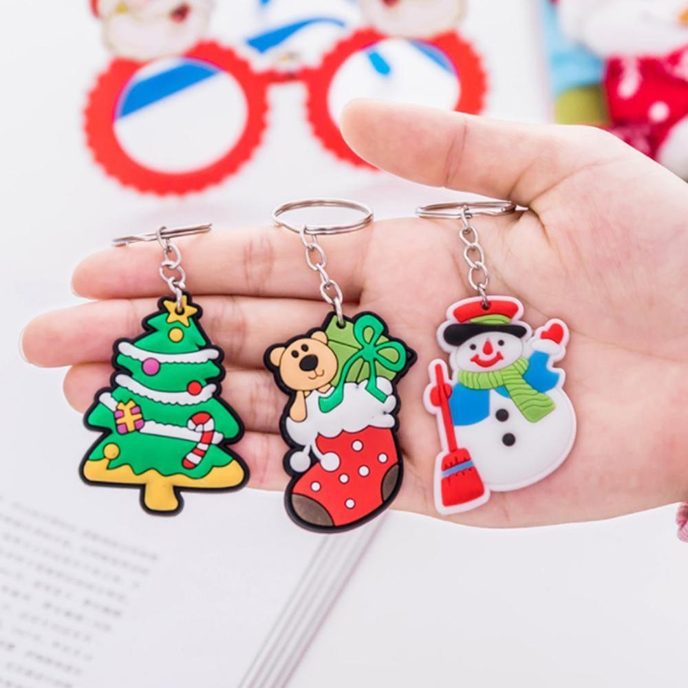 2pc kerst sleutelhangers cartoon kerstman kerstsieraden voor mannen vrouwen claus sneeuwpop sleutelhanger penda  x8 u 8