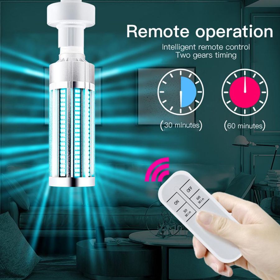60W Household Ultraviolet Cleaning Lamp Adjustable Remote Control Order Mite Removal UV Light