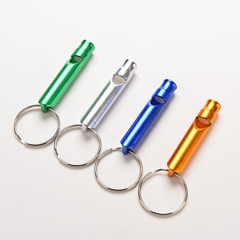 Gmarty 4 Colors For Camping Hiking Mixed Aluminum Emergency Survival Whistle Keychain Cheerleading