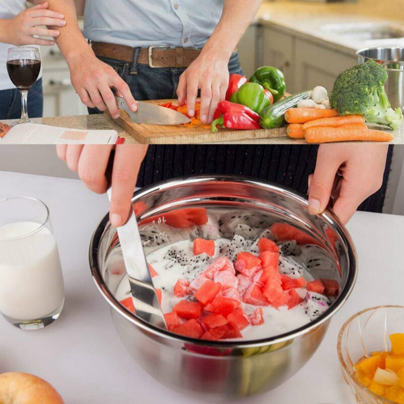 De mezcla de acero inoxidable cuencos (juego de 5) No de silicona antideslizante fondo de anidación Bol para almacenar comida mezcla preparando 1,5-2-2,5-3,5-5qt