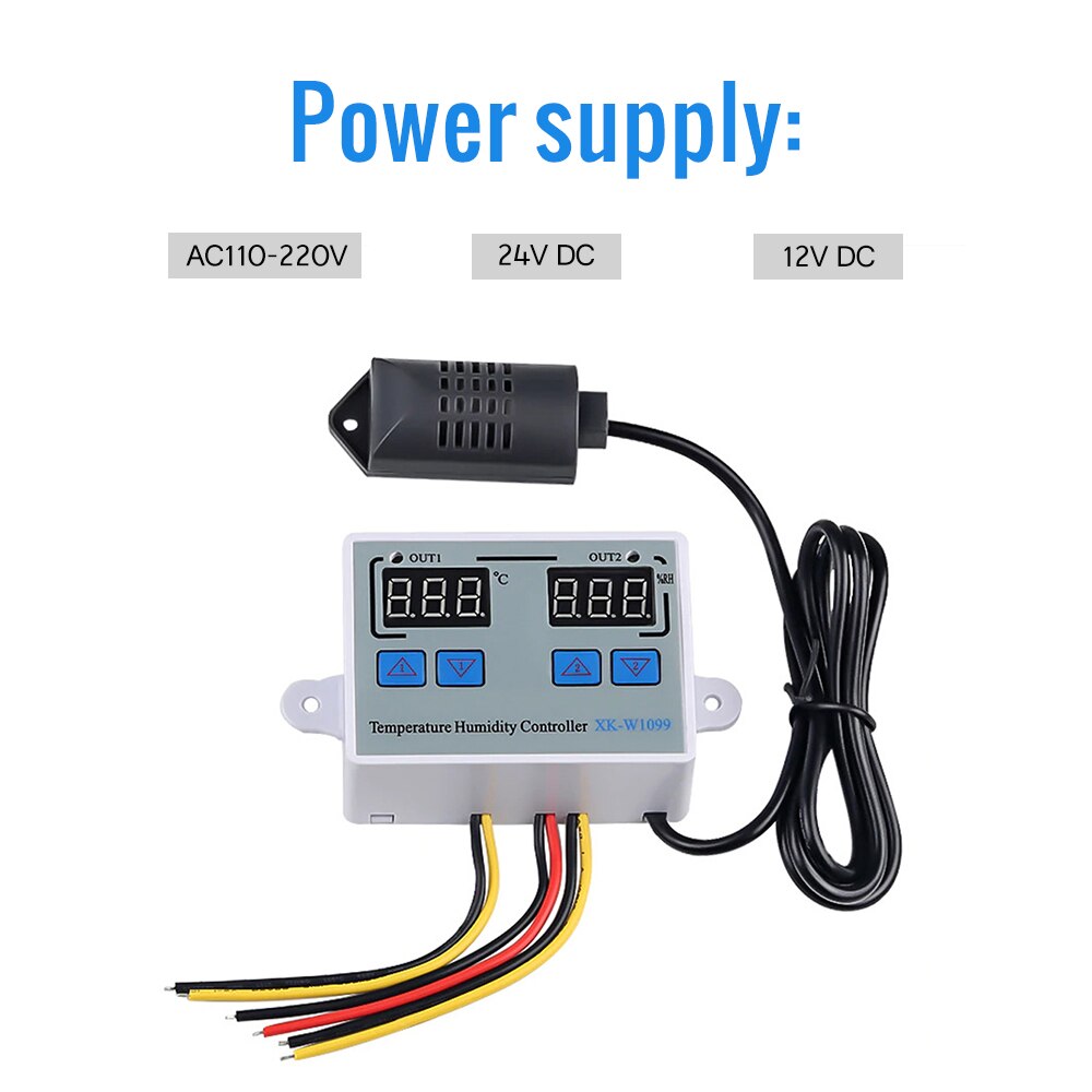 Dual Digital Temperature Humidity Controller Home Fridge Thermostat Humidistat Thermometer Hygrometer XK-W1099