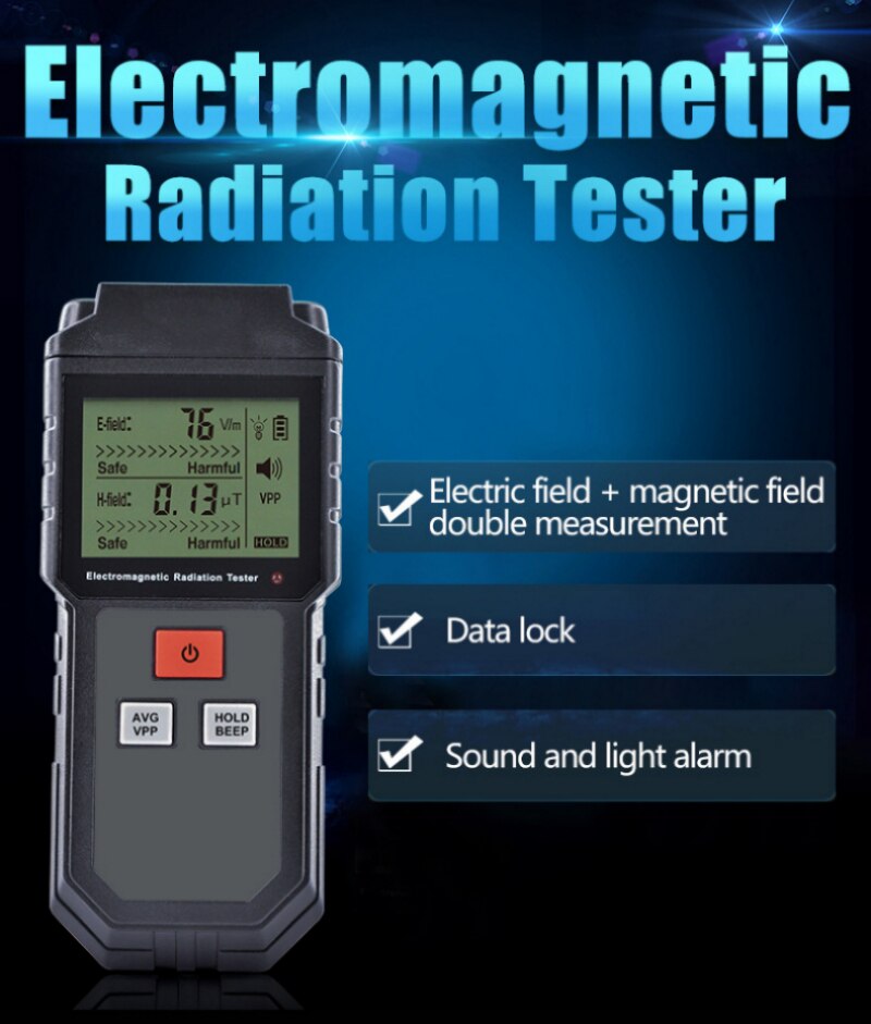 ET825 Handheld EMF Meter &amp; Battery Electromagnetic Field Radiation Tester Mini Digital LCD Detector Dosimeter for Computer Phone