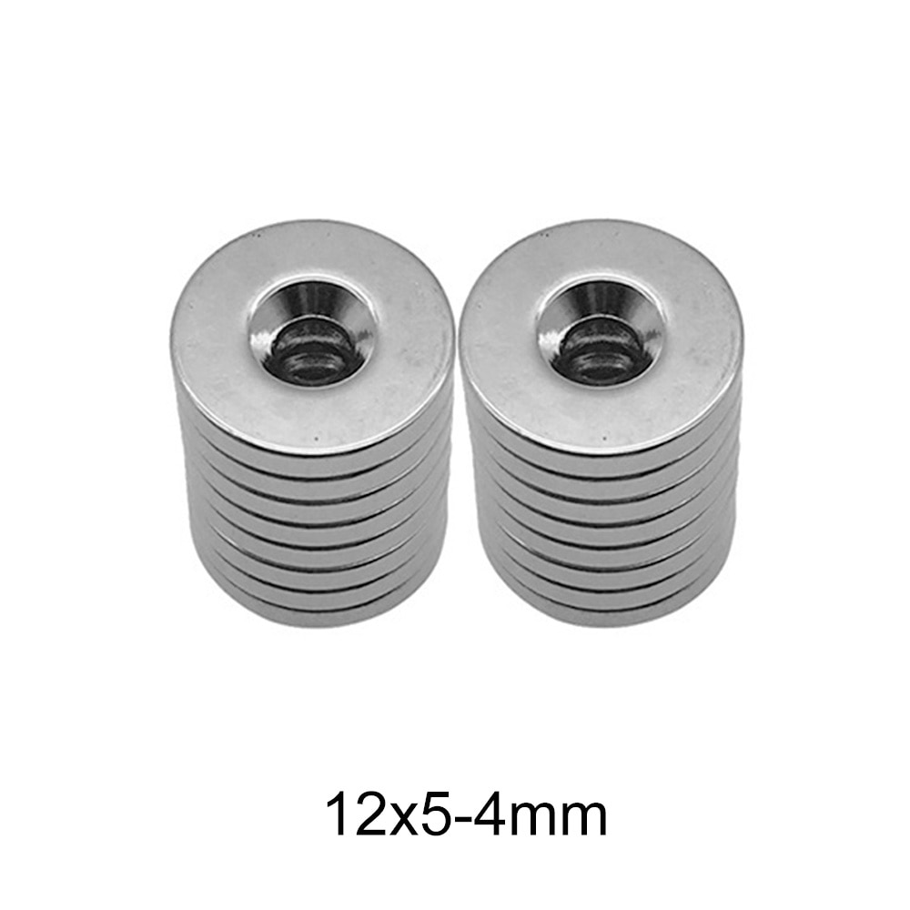 10 ~ 100 stk 12 x 5-4 mm kraftige magneter 12*5 mm huller 4 mm stænger permanent rund forsænket neodym magnetisk magnetskive 12*5-4 m