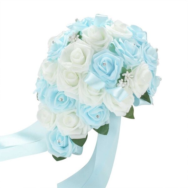 Niebieska czarodziejka Róża sztuczna piana realistyczne róże dekoracje ślubne bukiet ślubny rocznica rękodzieło album na wycinki sztuczny kwiat: niebo niebieski