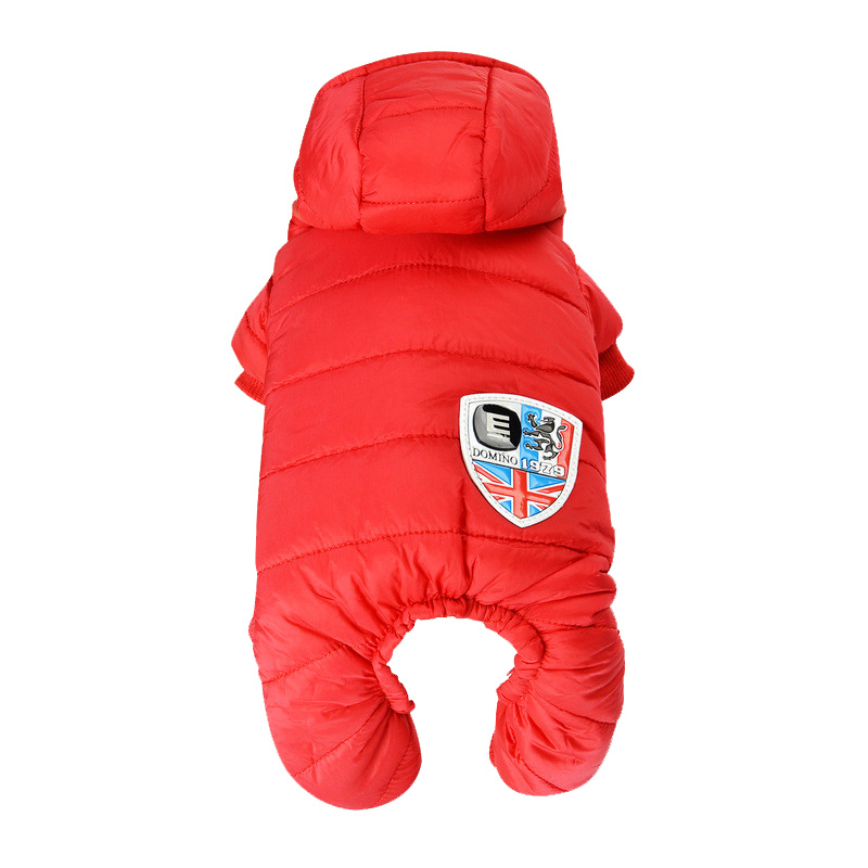 Ropas impermeables para perro invierno Mono para cachorro abrigo suave para perros Chihuahua ropa para mascotas trajes con capucha para perros pequeños: Red / M