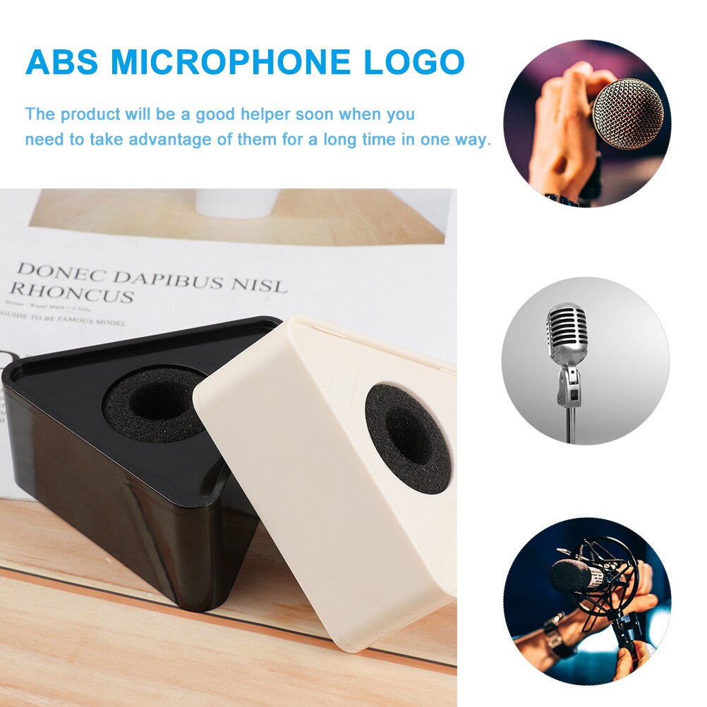 4pcs ABS Triangle Shaped Interview KTV Microphone Station Logos Mic Station Logos